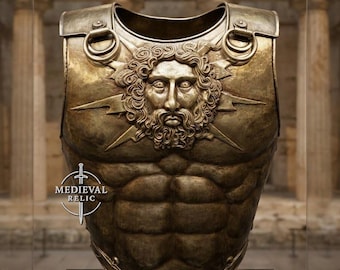 Handmade Greek Zeus Cuirass Armor, Antique Brass Lorica Musculata Breastplate (LARP)