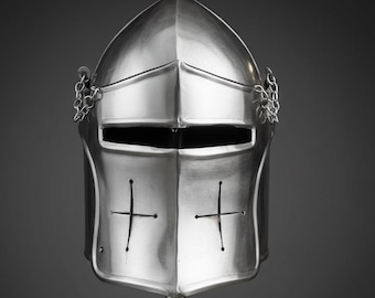 Steel Crusader Helm | Medieval Knight Armor, LARP Cosplay