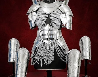Women's Medieval Steel Armor Set, Chainmail Dress, LARP Cosplay Costume