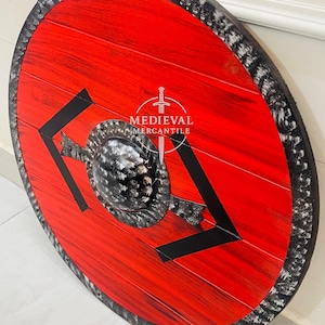 Handcarved Wood Viking Shield: Bjorn Ironside Norse LARP Cosplay