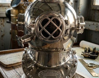 Mark V Diving Helmet Replica: Solid Steel & Brass Nautical Decor
