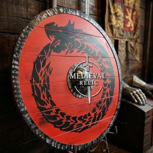 Escudo Viking de Madeira Medieval para LARP, Artesanal, para Guerreiros, Cosplay e Decoração de Parede.