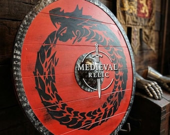 Viking Wooden Shield Medieval LARP Warrior Handcrafted Cosplay and Wall Decor