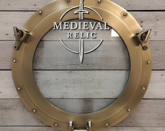 Antique Brass Porthole Window, Nautical Wall Decor