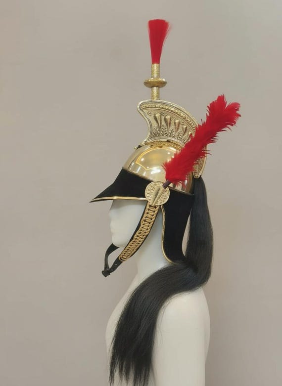 Handcrafted Napoleon Brass Cuirassier Pickelhaube Napoleon Helmet with Display Stand