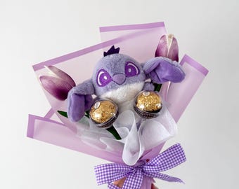 Plush Stitch Bouquet, Angel Grad Gift, Birthday Anniversary Present