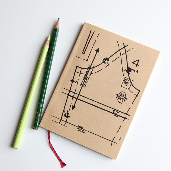 SALE screenprinted sketchbook/notebook journal, sewing lesson (LAST ONE- discontinued)