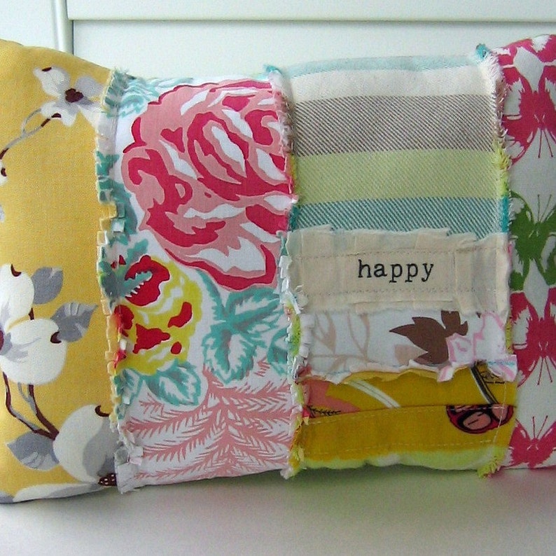 Patchwork pillow fabric scrap pillow bohemian pillow fabric Etsy