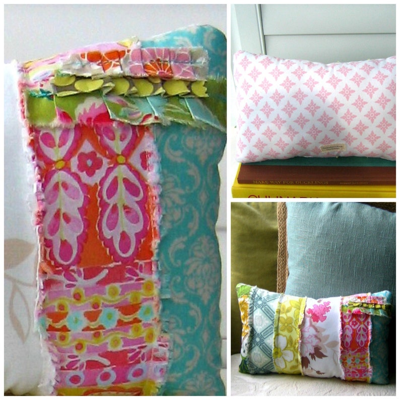 Patchwork pillow fabric scrap pillow bohemian pillow fabric Etsy