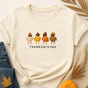Embroidered Thanksgiving Turkey T-Shirt: Funny Holiday Tee