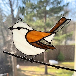 Vogel gebrandschilderd glaspatroon, vogel gebrandschilderd glas Suncatcher patroon, DIY gebrandschilderd glas woondecoratie, schattige dierenpatroon, pdf, hangend decor