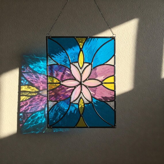 Floral Stained Glass Pattern: Geometric Suncatcher DIY Home Decor (PDF)