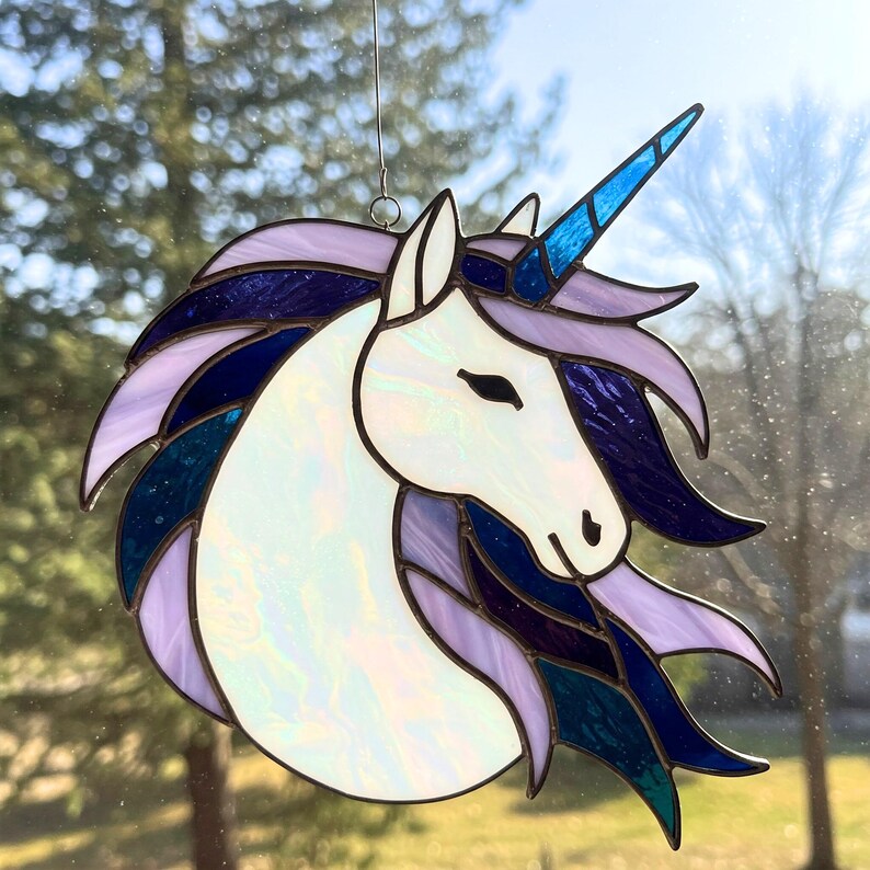 Unicorn Stained Glass Pattern: DIY Suncatcher Home Decor (PDF) - Etsy