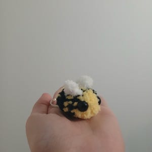 Tiny Fuzzy Crochet Bee Keychain, Cute Bumblebee Bag Charm Accesory