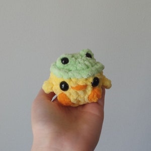 Baby Duck With Frog Hat Crochet Plush