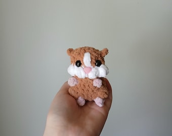 Small Crochet Hamster with Felt Nose Plushie