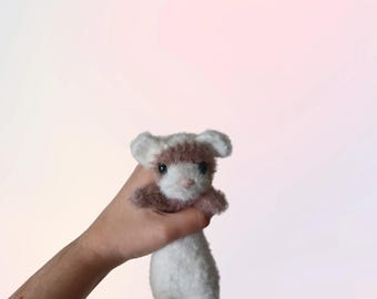 Crochet Weighted Ferret Plushie, Fuzzy Ferret Stuffed Animal