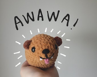 Crochet Awawa Hyrax Plush, Adorable Stuffed Animal Desk Buddy, Emotional Support Rock Hyrax Plushie
