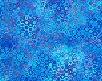 Phantasma digital print of hexies by Robert Kaufman  in Azure  - BTY