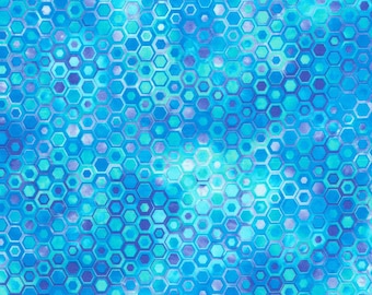 Phantasma digital print of hexies by Robert Kaufman  in "Pool" - BTY