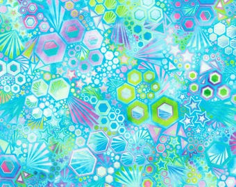 Phantasma digital print by Robert Kaufman  in "Sea Mist" - BTY