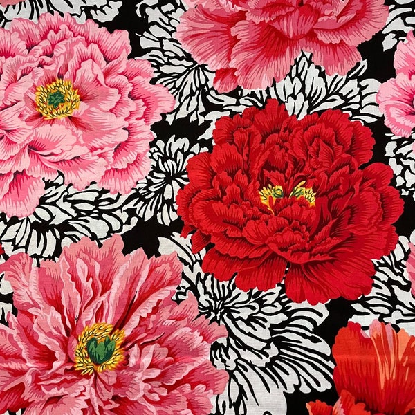 2 yds Brocade Peony in crimson by Philip Jacobs - restocked