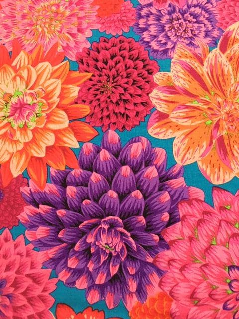 2 yds. Dancing Dahlias in red by Philip Jacobs