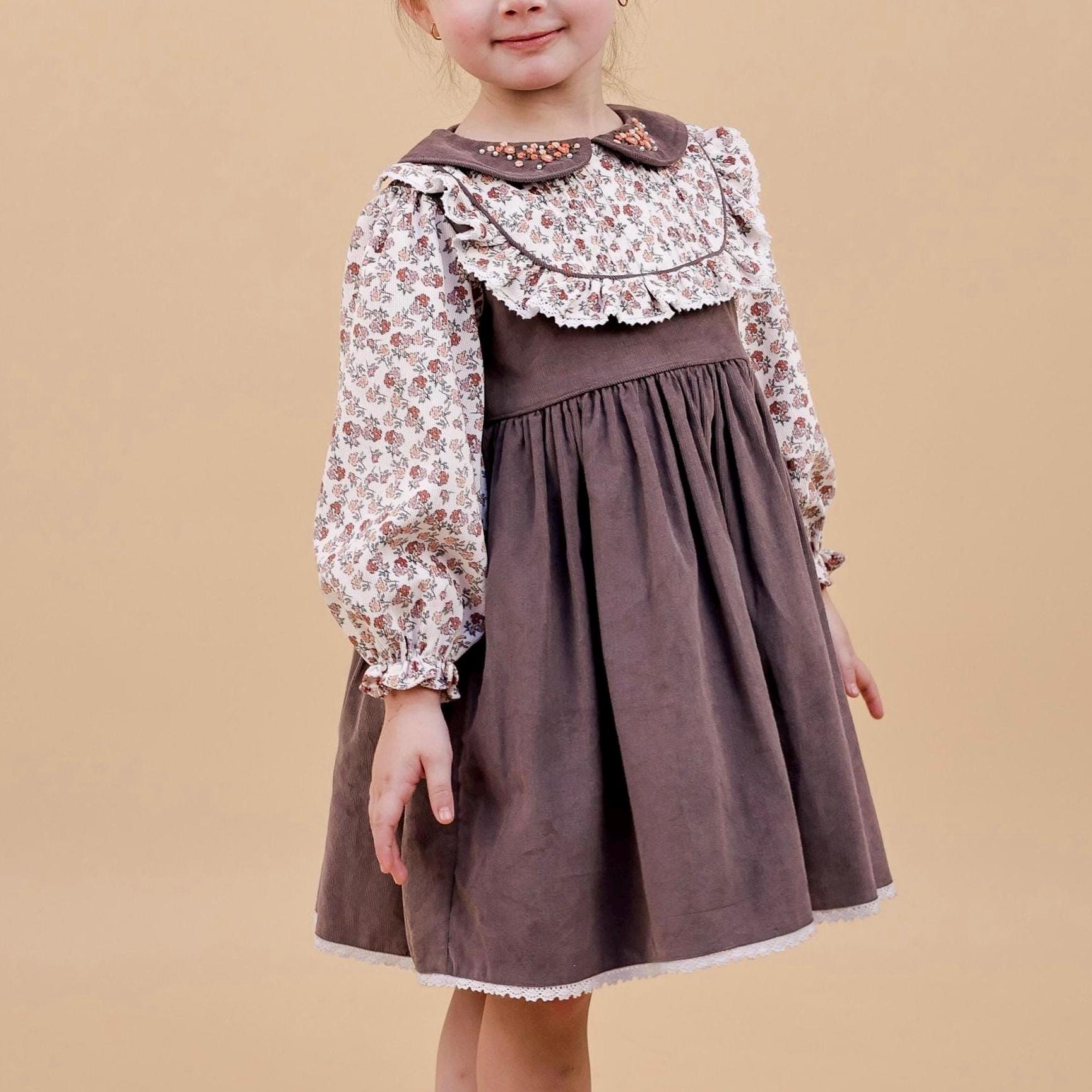 Vintage Brown Floral Toddler Dress - Etsy Vintage Brown Floral Toddler Dress - Etsy