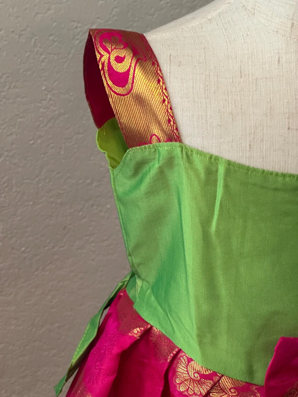 Pink & Peacock Green Baby Dress main image 0