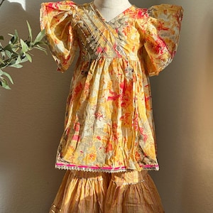 Yellow Printed Sharara for Girls: Indian Ethnic Wear (12 months - 7 years)