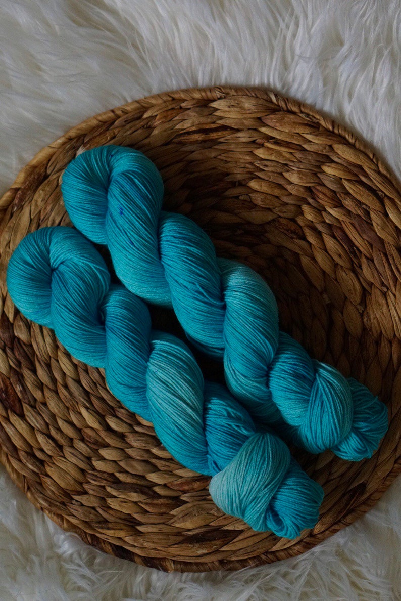 Hand dyed sock yarn ocean eyes
