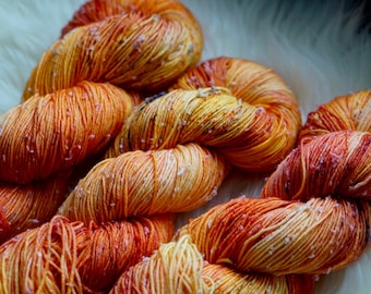 Hand dyed donegal sock yarn // campfire //