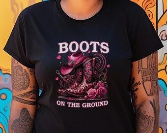 Boots on the Ground-shirt zwart Cowgirl Trail Ride Baddie-shirt