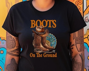 Boots on the Ground-shirt zwart Cowgirl Trail Ride Baddie-shirt