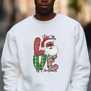Black Santa Sweatshirt, Christmas Sweatshirt, African American Santa Crewneck, Christmas Gift Sweatshirt,  Black Santa Holiday Sweatshirt,