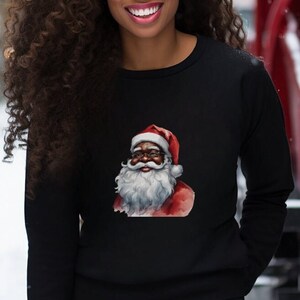 Vintage Black Santa Sweatshirt, Christmas Sweatshirt, African American Santa Sweatshirt, Christmas Gift Crewneck, Black Santa Sweatshirt