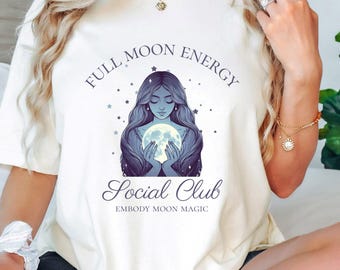 Moon Energy Social Club T-Shirt: Boho Celestial Graphic Tee