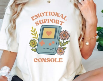 Emotional Support Console T-Shirt: Retro Cottagecore Gamer Tee