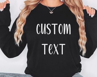 Camiseta de manga larga personalizable: texto personalizado, jersey unisex