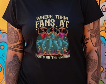 Shirt waar ze fan van zijn | Boots on the Ground zwart cowgirl-T-shirt