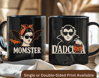 Momster & Dadcula Halloween Coffee Mugs: Spooky Parent Gift