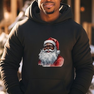 Vintage Black Santa Hoodie, Christmas Hoodie, African American Santa Hoodie, Christmas Gift Hoodie, Black Santa Holiday Hoodie, Santa Hoodie