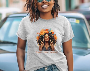 Black Queen Bella Canvas T-Shirt: Afro Woman Empowerment