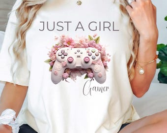 Gamer Girl T-shirt, Floral Controller Bella Canvas Tee