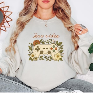 Cozy French Cottage Gamer Crewneck, Cottagecore Gaming Sweatshirt for Women, Vintage Aesthetic Gamer Pullover, Cozy Gamer Gift