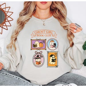 Ghost Girl Book Club Crewneck: Spooky Coquette Halloween Reading Sweatshirt