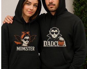 Matching Momster & Dadcula Halloween Hoodies: Funny Couple Costume