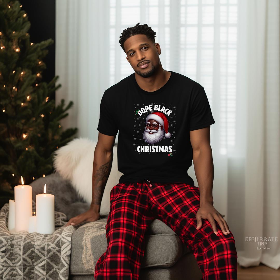 黒人サンタの家族お揃いクリスマスシャツ：アフリカ系アメリカ人の