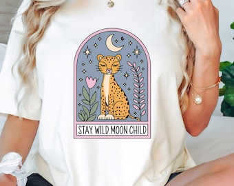 Stay Wild Moon Child T-Shirt: Celestial Boho Graphic Tee