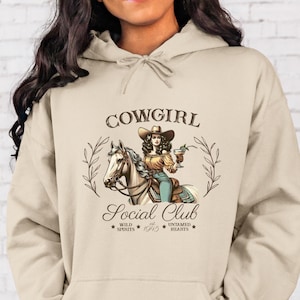 Vintage Cowgirl Social Club Hoodie: Rodeo Western Graphic Sweatshirt
